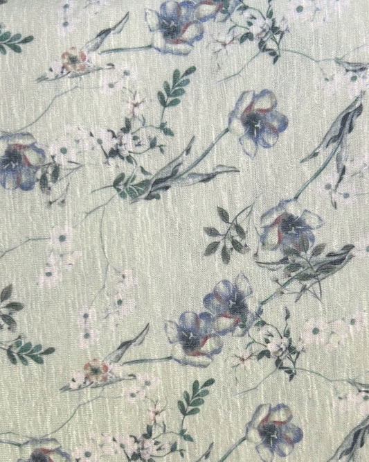 Green Floral Sweater Knit by 1/2 Yard (50%off)