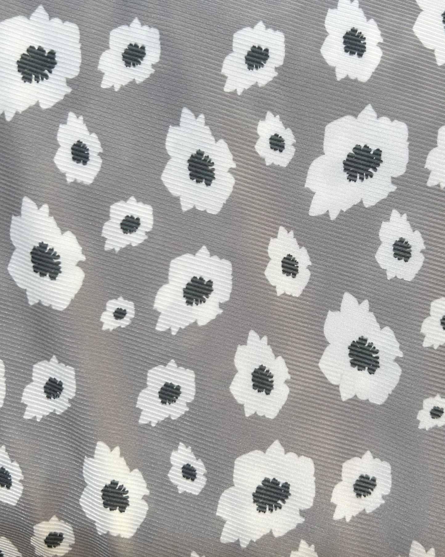 White Floral on Gray by 1/2 Yard