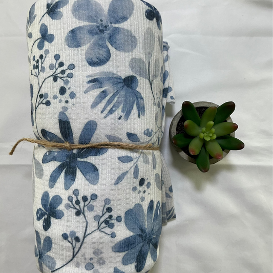 Blue Floral Sweater Knit (50%off)